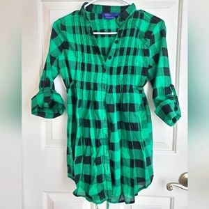 Miley Cyrus Green & Plaid 3/4 Sleeve shirt